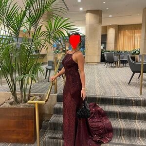 Elegant Burgundy Evening Gown